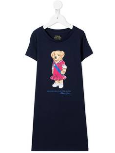 Ralph Lauren Kids длинное платье-футболка Polo Bear