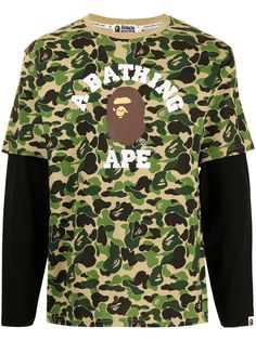 A BATHING APE® многослойная камуфляжная футболка Bape