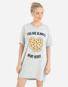 Светло-серая ночная сорочка с пиццей Gloria Jeans