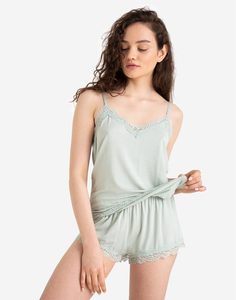 Зелёные пижамные шорты с кружевом Gloria Jeans