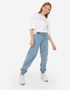Джинсы Jogger с карманами-карго для девочки Gloria Jeans