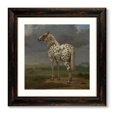 Репродукция картины в раме the piebald horse , 1654г. (картины в квартиру) коричневый 60x60 см.