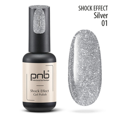 PNB, Гель-лак Shock Effect №01, Silver