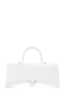 Белая кожаная сумка Hourglass Stretched Balenciaga