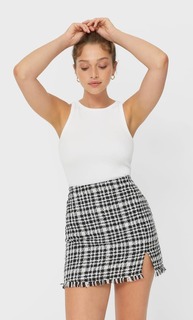 Stradivarius Юбка В Клетку В Стиле 90-Х Цвет Небеленого Полотна 42