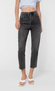 Stradivarius Джинсы Mom Fit Темно-Серый 34