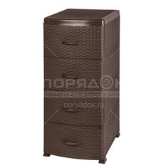 Комод 4 секции Violet Ротанг 35701 коричневый, 47х39х96 cм