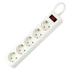 Сетевой фильтр 5 розеток Smartbuy SBSP-18-W белый, 1.8 м