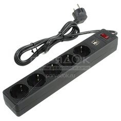 Сетевой фильтр 5 розеток Smartbuy SBSP-18U-K черный, 1.8 м, c разъемом USB