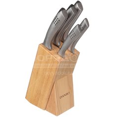 Набор ножей стальных Daniks YW-A425 на подставке, 6 предметов