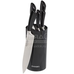 Набор ножей стальных Daniks Рокка YW-A235B-H на подставке, 6 предметов