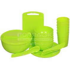 Набор посуды для пикника на 6 персон Plastic Centre Пир ПЦ4061ЛМ Лайм/Лимон/Мята