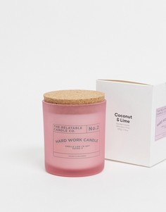 Розовая свеча с надписью "Hard Work Candle" Typo-Розовый цвет