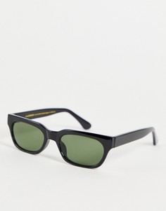 Узкие прямоугольные солнцезащитные очки унисекс в черной оправе в стиле ретро A.Kjaerbede Bror-Черный цвет