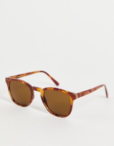 Солнцезащитные очки унисекс в квадратной светло-коричневой черепаховой оправе A.Kjaerbede Bate-Коричневый цвет