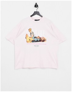 Розовая футболка с графическим принтом пламени The Couture Club-Розовый цвет