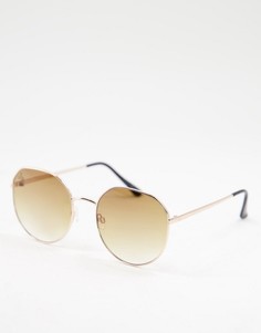 Женские круглые солнцезащитные очки в золотистой оправе Jeepers Peepers-Золотистый