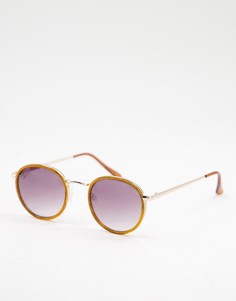 Женские круглые солнцезащитные очки в золотистой оправе Jeepers Peepers-Золотистый