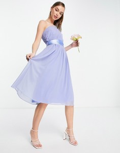 Голубое платье миди на одно плечо Little Misstress Bridesmaids-Голубой