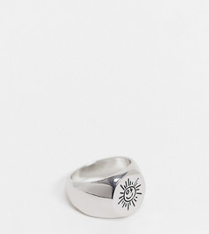 Серебристое кольцо с выгравированным солнцем Reclaimed Vintage Inspired-Серебристый
