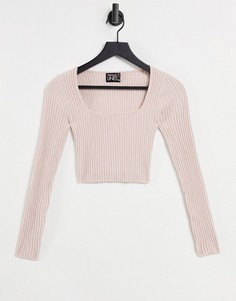Серо-бежевая вязаная юбка миди (от комплекта) Parallel Lines-Розовый цвет