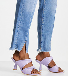 Сиреневые босоножки-мюли на каблуке с перекрещивающимися ремешками Glamorous Wide Fit-Фиолетовый цвет