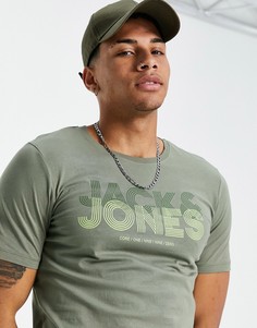 Зеленая футболка с большим логотипом Jack & Jones-Зеленый цвет