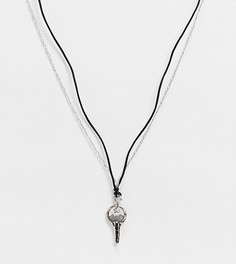 Ожерелье на черном шнурке с подвеской в виде ключа Reclaimed Vintage Inspired-Серебристый