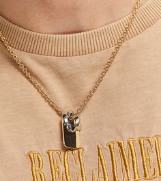 Ожерелье с подвесками в виде жетона и цветка из разных металлов Reclaimed Vintage Inspired-Multi