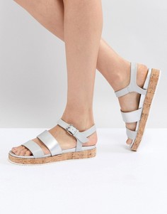 Синие сандалии на плоской пробковой платформе Head Over Heels by Dune-Серебряный