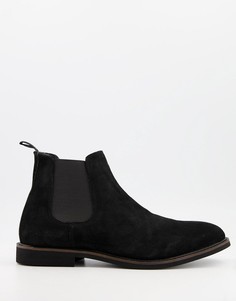 Черные замшевые ботинки-челси в стиле casual Silver Street-Черный