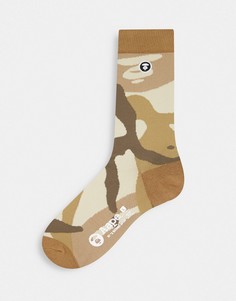 Бежевые носки с логотипом AAPE By A Bathing Ape-Светло-бежевый цвет