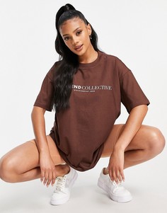 Коричневая oversized-футболка с логотипом ASOS Weekend Collective-Коричневый цвет