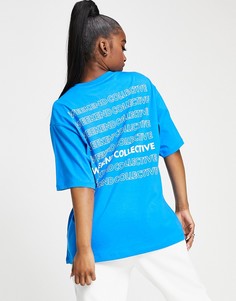 Ярко-голубая oversized-футболка с логотипом ASOS Weekend Collective-Голубой