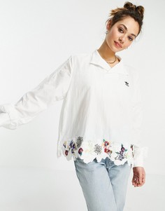 Рубашка белого цвета с логотипом и атласным воротником adidas Originals x Dry Clean Only-Белый