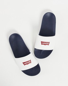 Белые шлепанцы с маленьким логотипом в виде крыла летучей мыши Levis-Белый