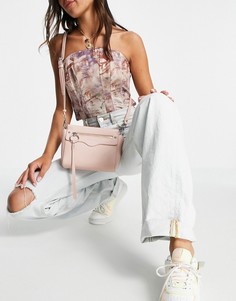 Розовая сумка через плечо с акцентной молнией Rebecca Minkoff-Розовый цвет