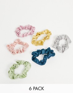 Набор из 6 разноцветных маленьких резинок для волос с сияющим эффектом Accessorize-Многоцветный