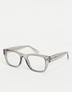 Квадратные очки в серой оправе в стиле унисекс с защитой от синего излучения Quay Touchbase-Серый
