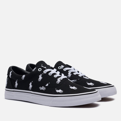 Мужские кеды Polo Ralph Lauren Thorton All Over Embroidered Polo Pony, цвет чёрный