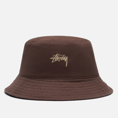 Панама Stussy Stock Printed Logo, цвет коричневый