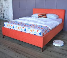 Мягкая кровать Monika БП/М ткань Морковный 1,6м Bravo