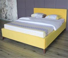 Мягкая кровать Monika БП/М ткань Жёлтый 1,6м Bravo