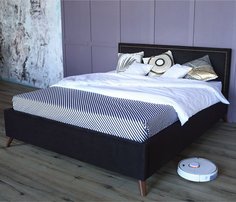Мягкая кровать Melani БП/М ткань Чёрный 1,6м Bravo