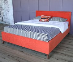 Мягкая кровать Melani БП/М ткань Морковный 1,6м Bravo