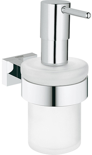 Дозатор для жидкого мыла Grohe Essentials Cube, с держателем, хромированный (40756001)