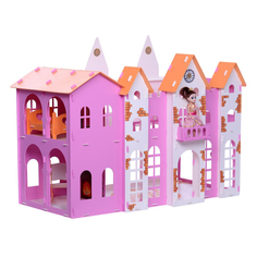 Игровой домик KRASATOYS Замок Джульетта бело-розовый с мебелью для кукол (розовый)