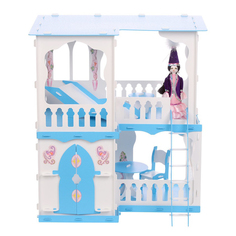 Игровой домик KRASATOYS Алсу бело-голубой с мебелью для кукол (белый)