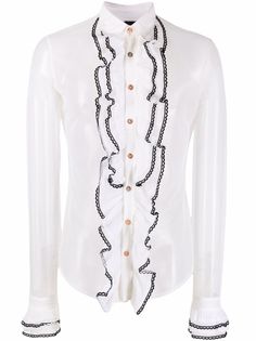 Jean Paul Gaultier Pre-Owned прозрачная рубашка 1990-х годов с оборками