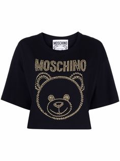 Moschino укороченная футболка Teddy Studs